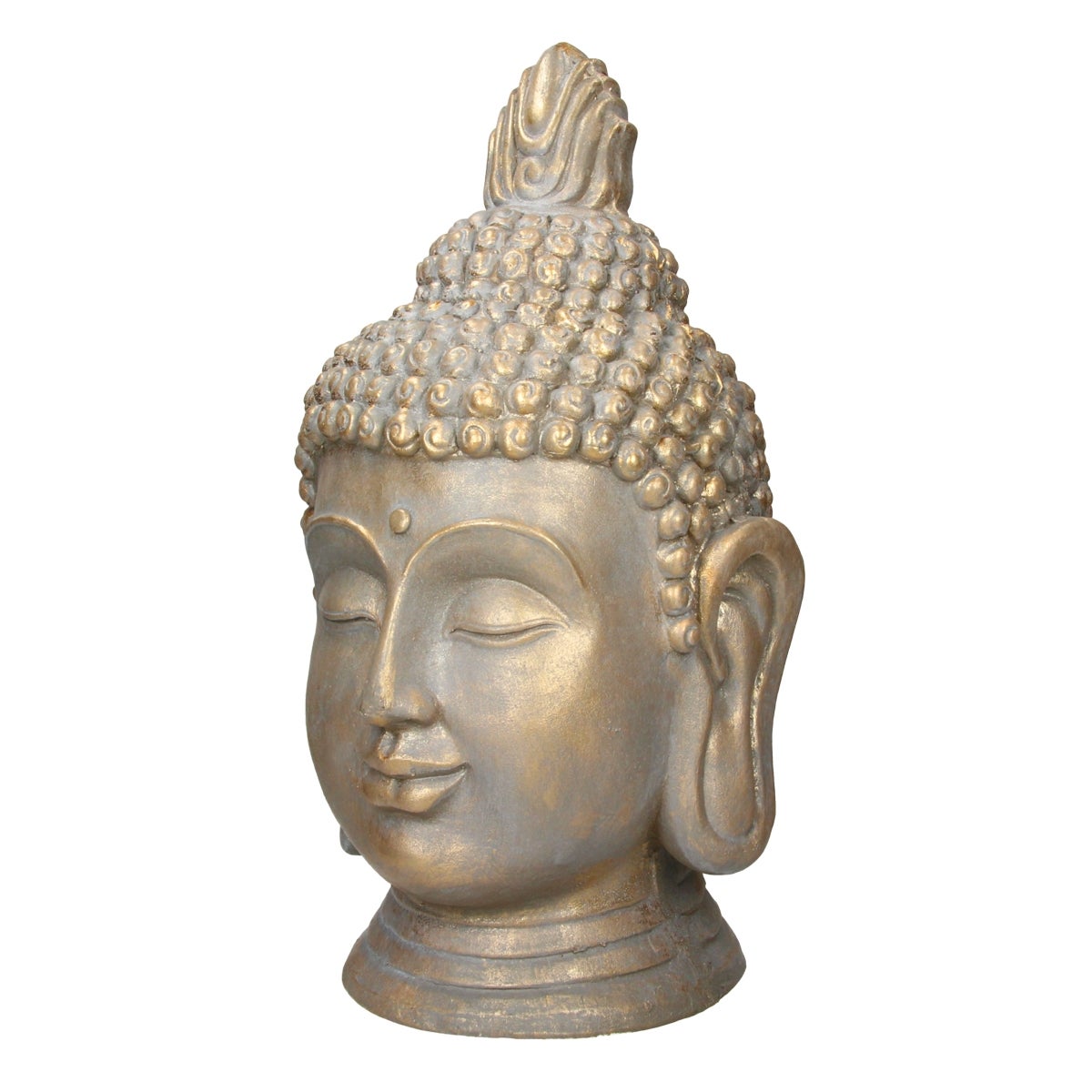 ECD Germany Posag glowy Buddy 53 cm - wykonany z polyresin - wyglad brazu - do jogi, feng shui lub pokoju medytacyjnego - wewnatrz / na zewnatrz -