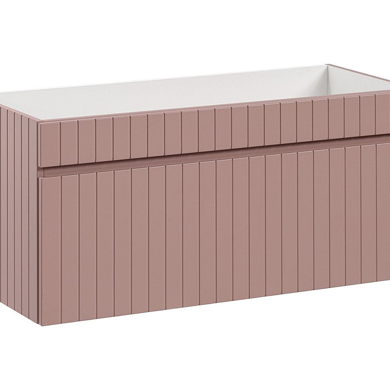 Szafka pod umywalkę wisząca ryflowana różowa - 100 cm - SATARA