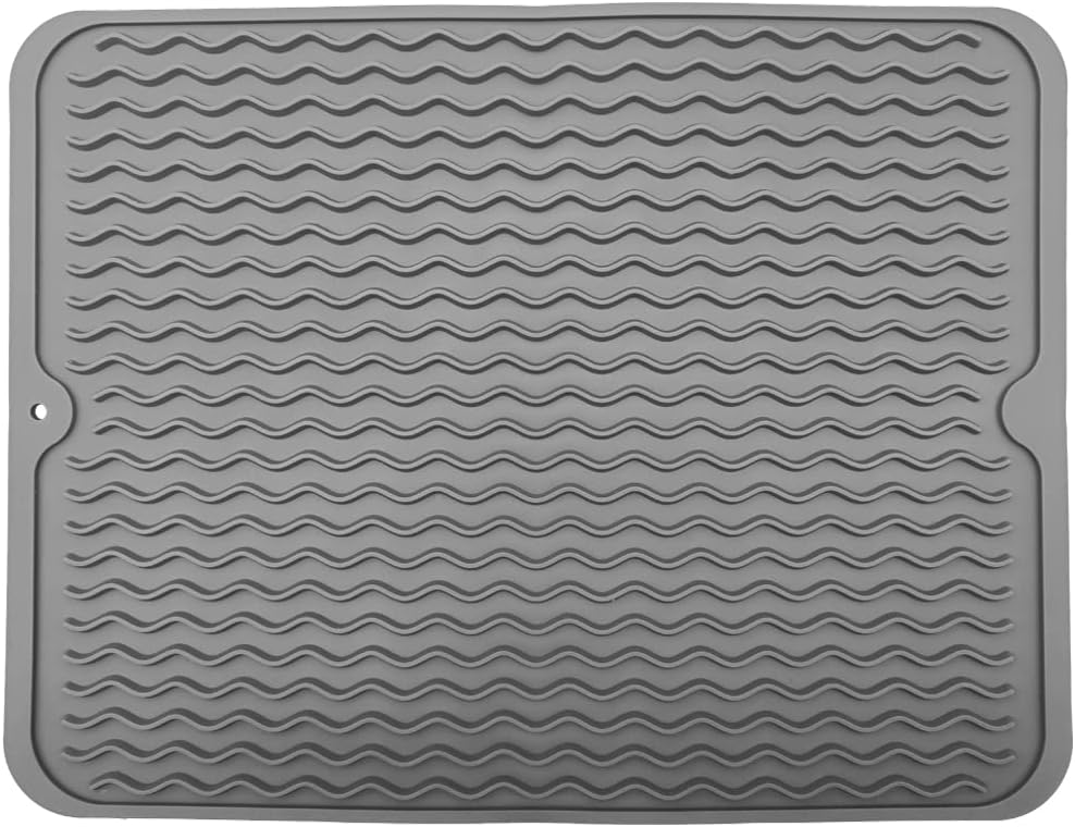 Silikonowa mata ociekowa 40 x 30 cm, silikonowa mata do suszenia naczyń, mata do suszenia naczyń na blat kuchenny