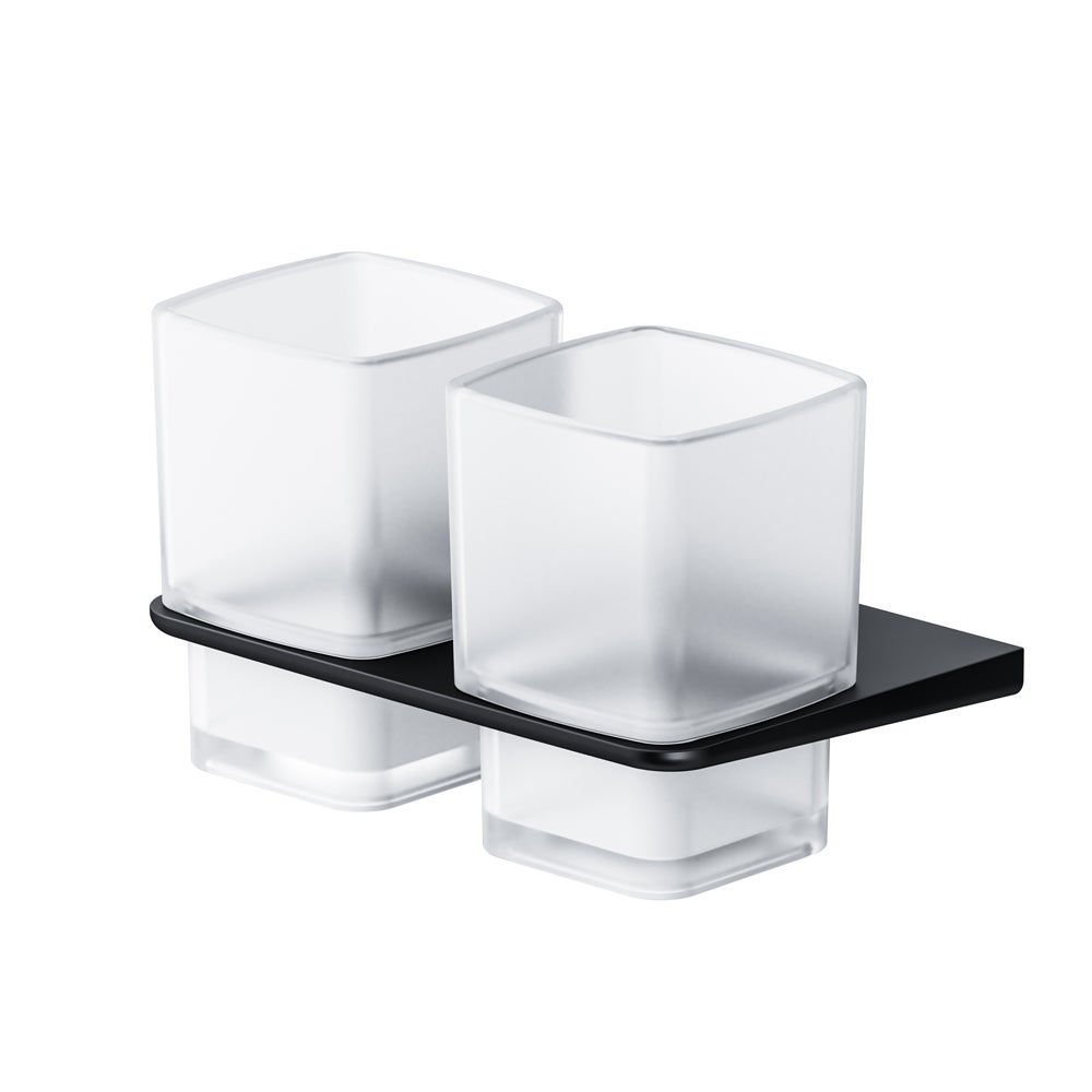 AM.PM Gobelet double verre avec support mural, Noir - 8