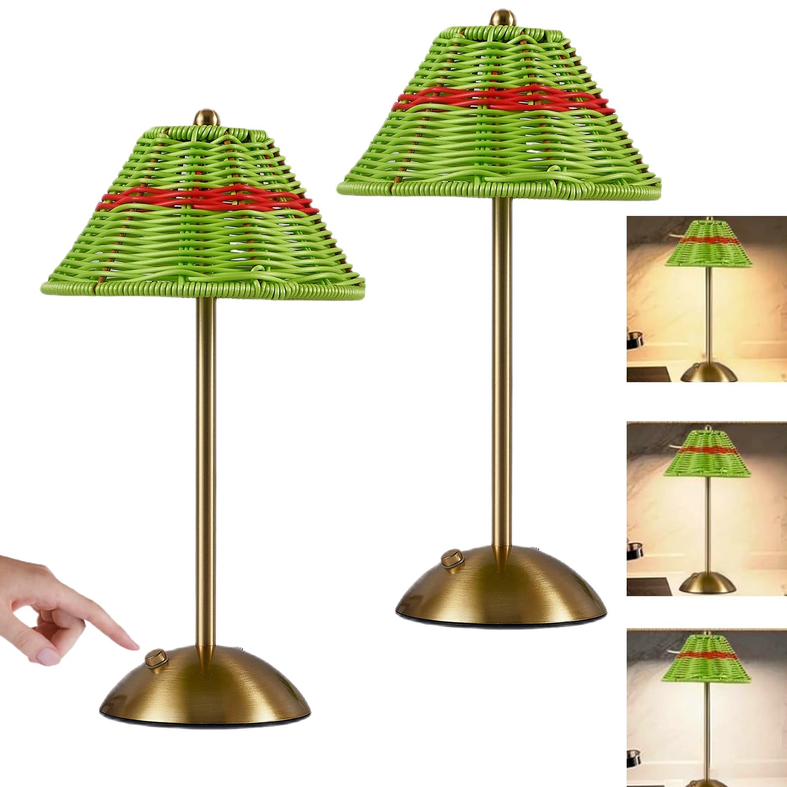 Dotykowa lampa stołowa z rattanu lampka LED na stół wykonana ręcznie trzy regulowane temperatury barwowe odpowiednia do salonu sztuki