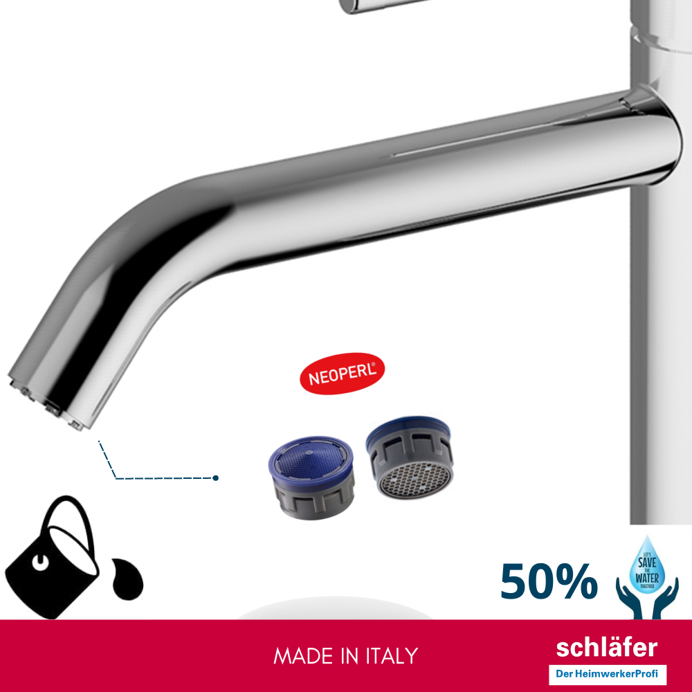 Schläfer 28505013 | Miscelatore Monocomando per Lavabo Alto Bagno serie Fonte25 con Scarico click-clack 1