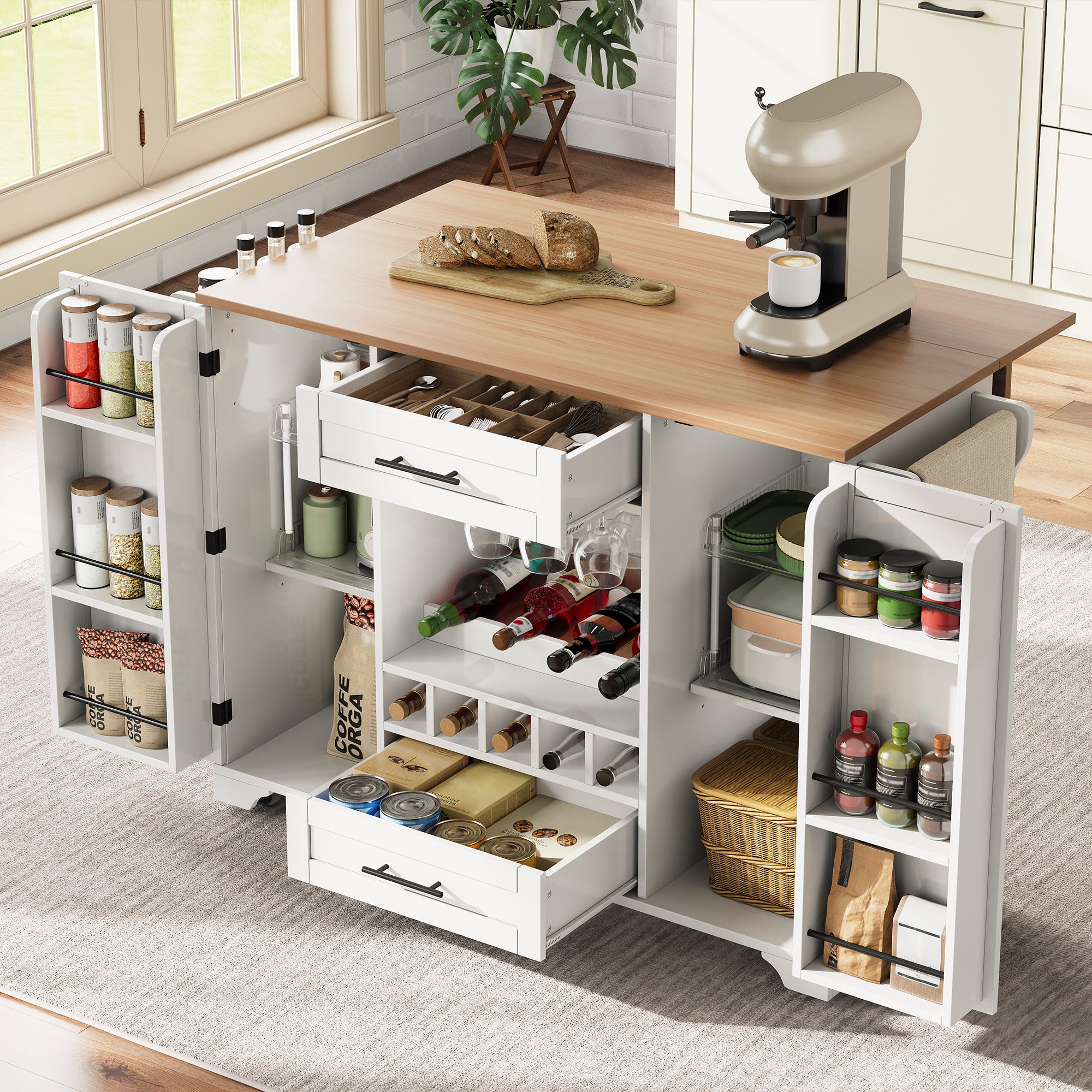 Îlot De Cuisine SoBuy KNL10-WN Blanc - B-Ware (léger Défaut Esthétique)