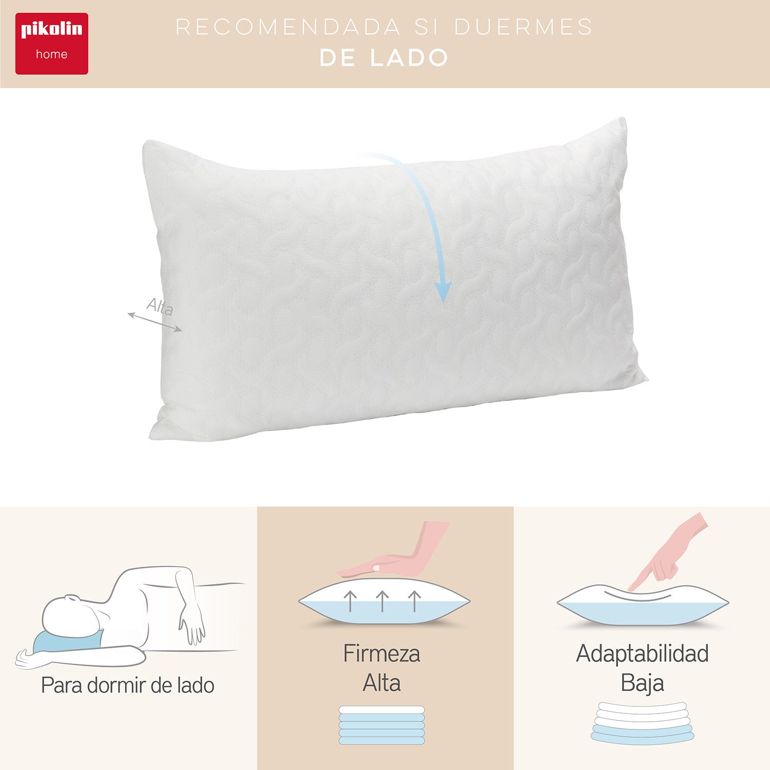 Almofada viscoelástica Aloe Vera firmeza alta para dormir de lado PIKOLIN HOME - 4