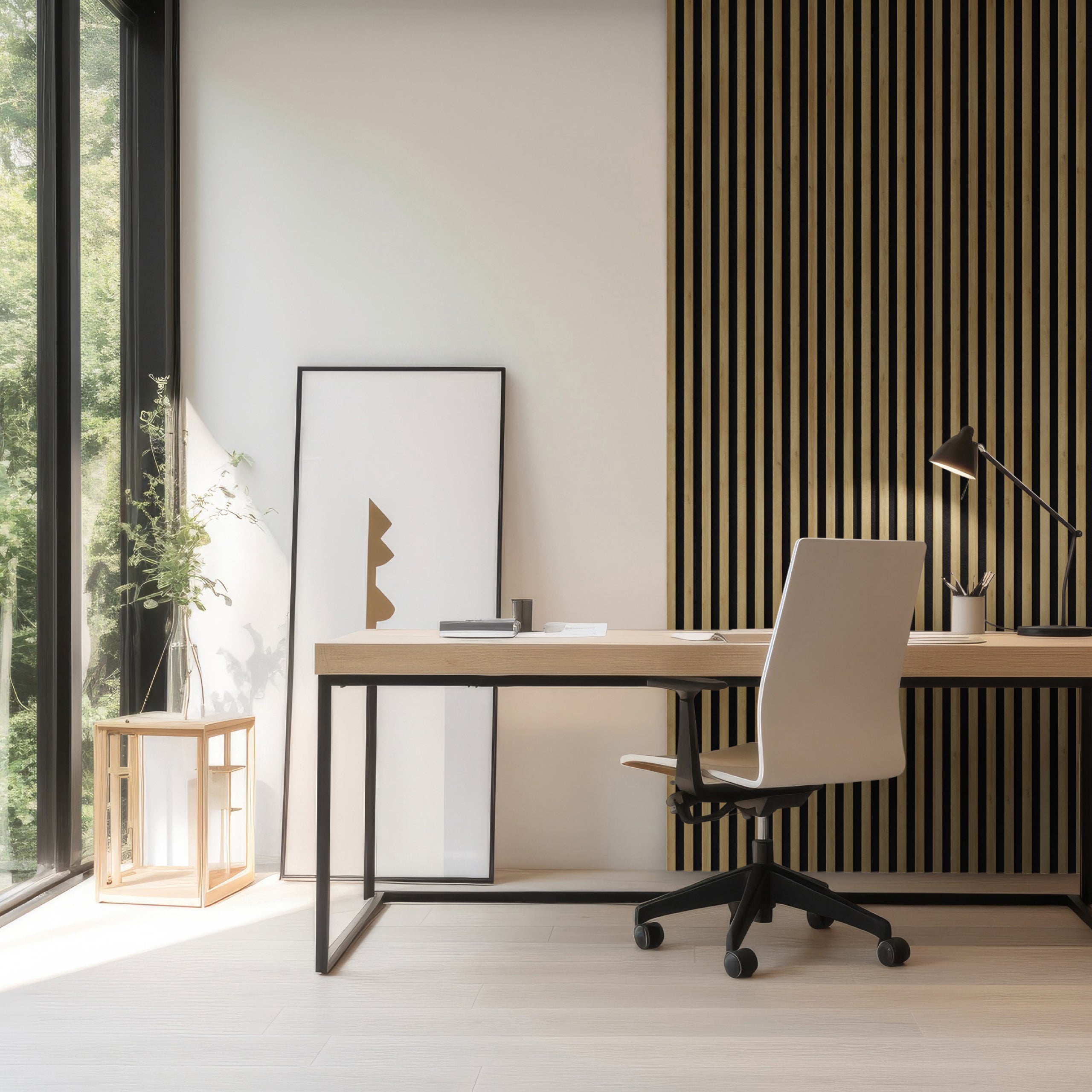 Panneau Tasseau Acoustique effet tasseau bois en feutre 1200mm x 605mm chêne sur noir Linea Proline Stegu - 2