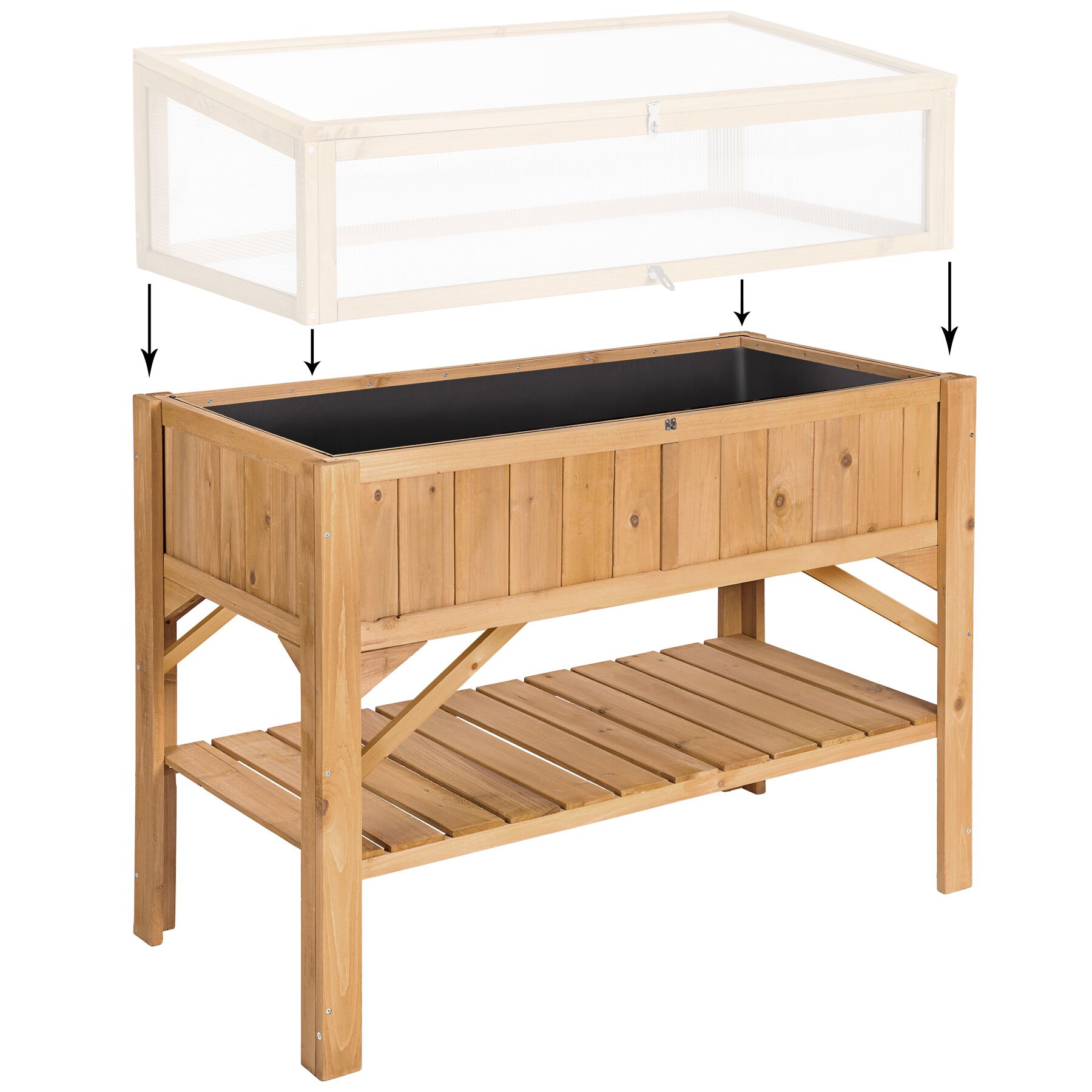 Carré Potager de jardin sur Pied Surélevé en Bois avec étagère marron - 4