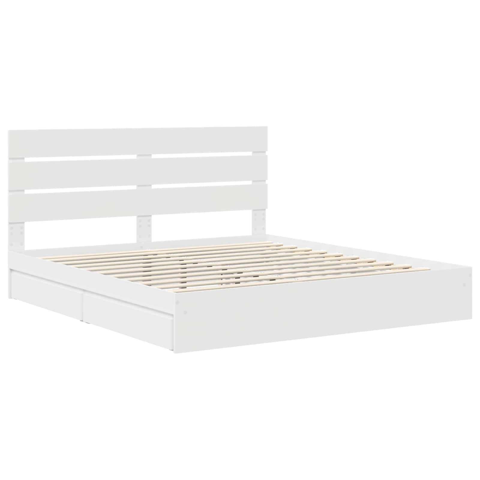 Lit de rangement blanc 180 x 200 cm panneau de bois - 4
