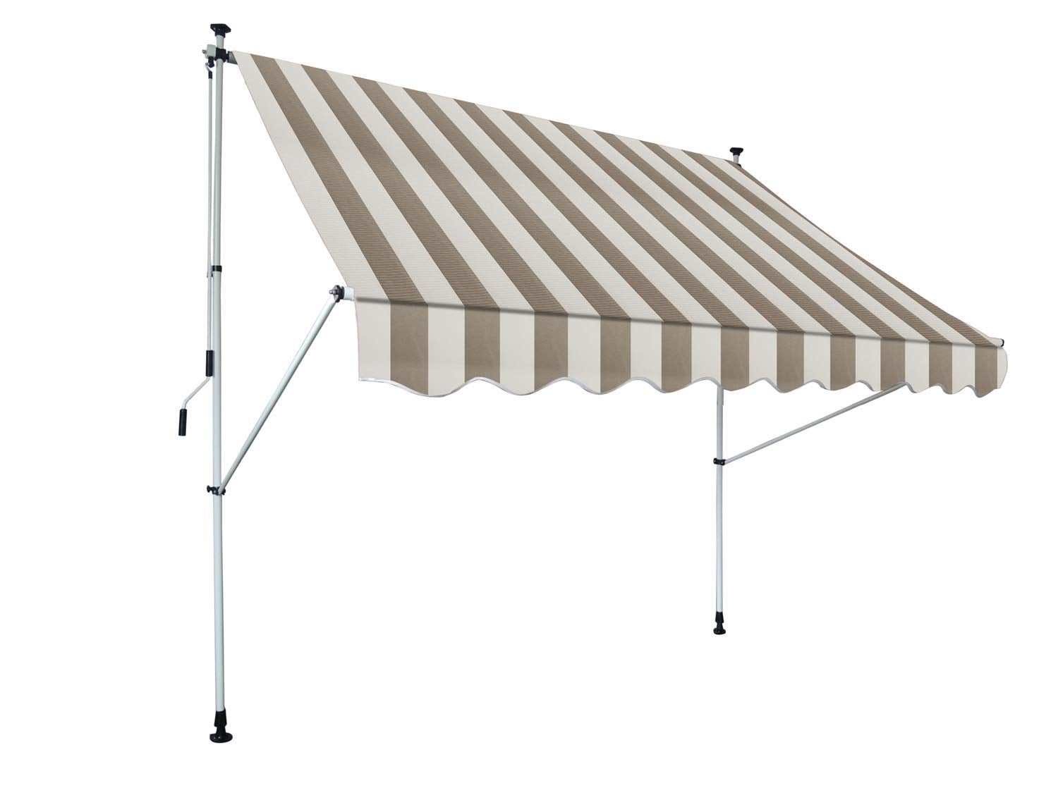 Tenda Da Sole A Braccio Snodato 350x300 Cm – Manuale Con Manovella, Angolo Regolabile 30°, Impermeabile E UV-Resistente, Colore Blu/Bianco