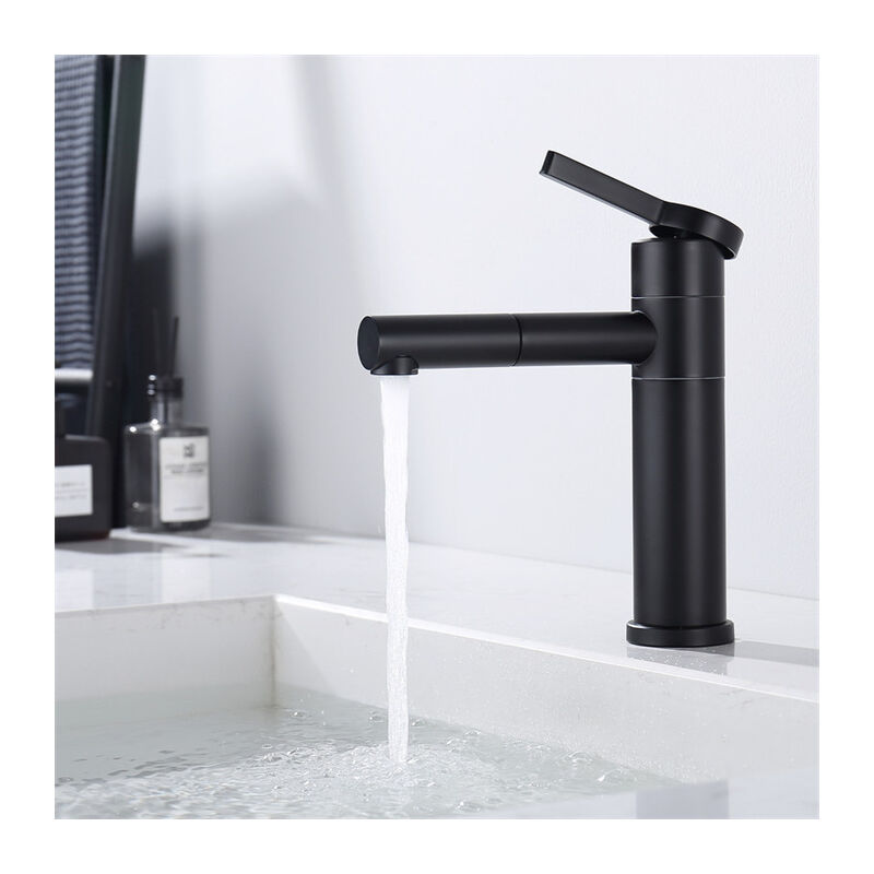 Bateria łazienkowa z obrotową wylewką 360°, czarna, bateria umywalkowa, bateria zlewozmywakowa, bateria umywalkowa ze stali nierdzewnej