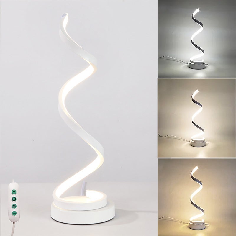 Nowoczesna spiralna lampa stołowa, ściemniana lampa stołowa LED z 3 opcjami kolorystycznymi, lampa biurkowa, lampka nocna