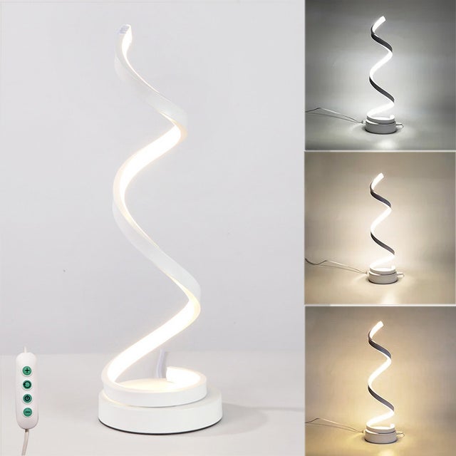 Lámpara de mesa moderna en espiral, lámpara de mesa LED regulable con 3 opciones de color, lámpara de escritorio, lámpara de noche