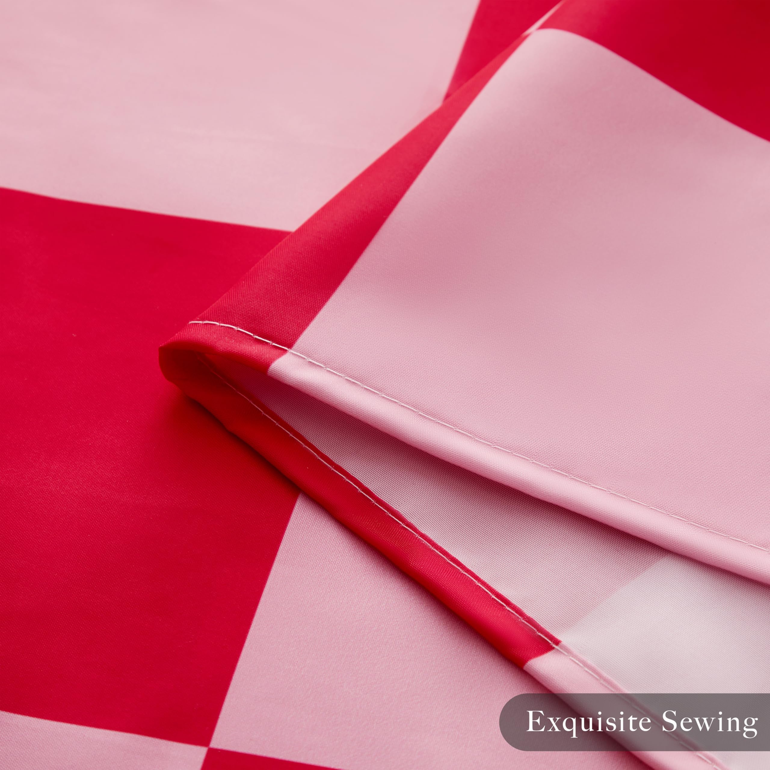 Rideau de douche en treillis pour salle de bain, lavable en machine, joli rideau de douche rétro en damier, 180 x 180 cm, rose rouge - 6