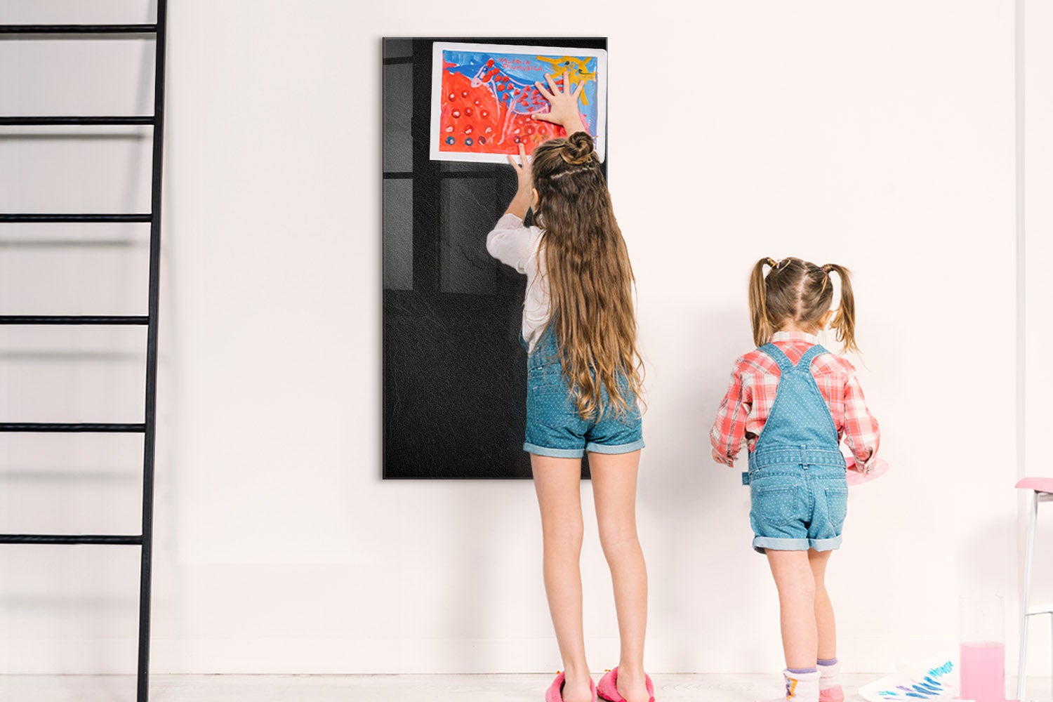 Tableau magnétique mural, Tulup - 60x120 cm - Roche foncée, 5 aimants, une éponge, un marqueur blanc - 3