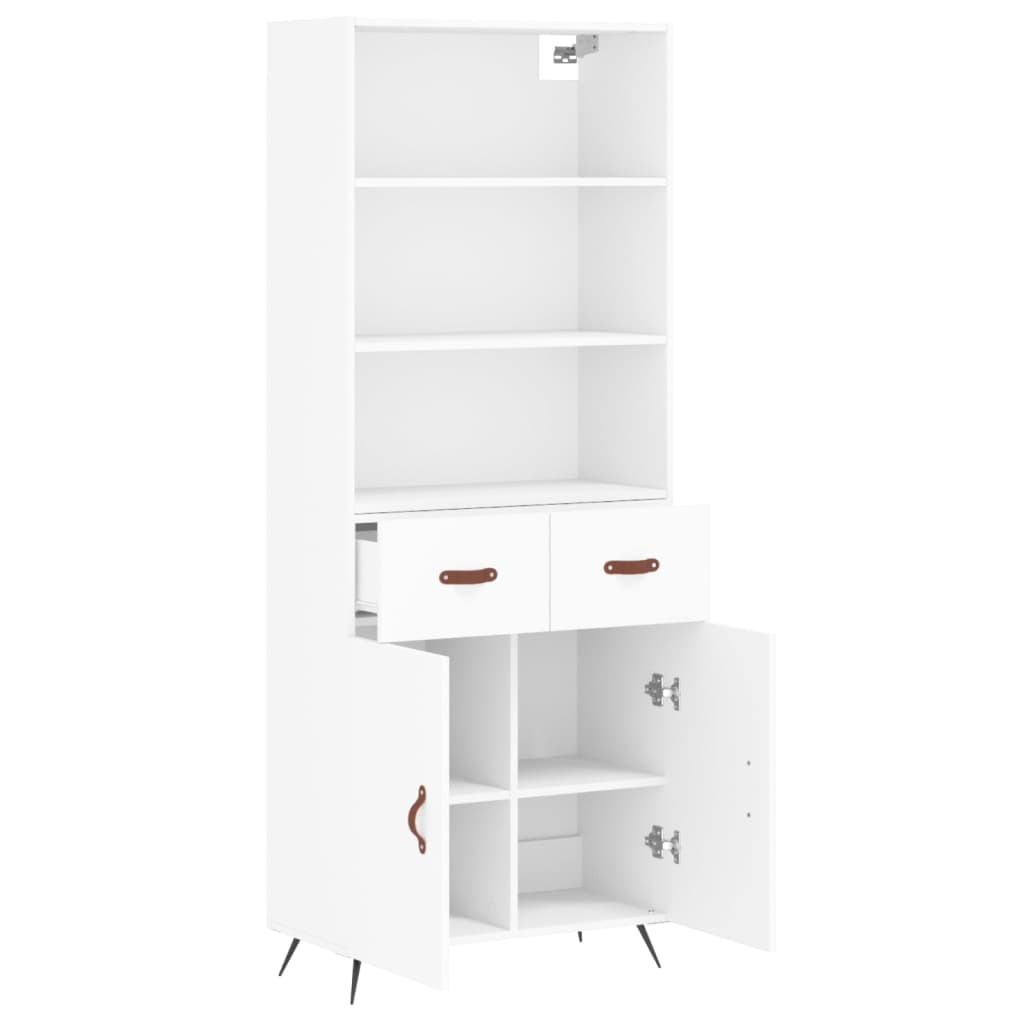 Buffet haut Blanc 69,5x34x180 Bois d'ingénierie - 4
