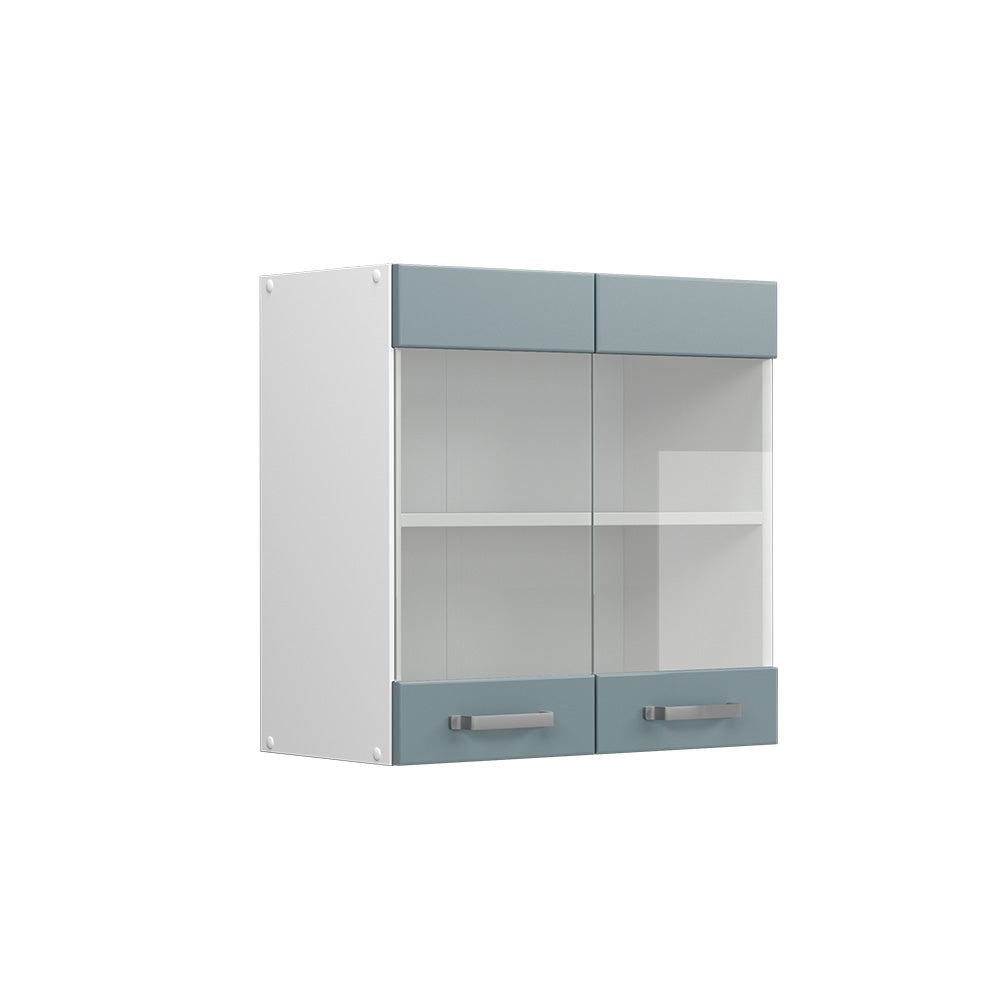 Vicco Uniwersalna szafka ścienna R-Line, Niebiesko-szary, 60 cm z drzwiami szklanymi