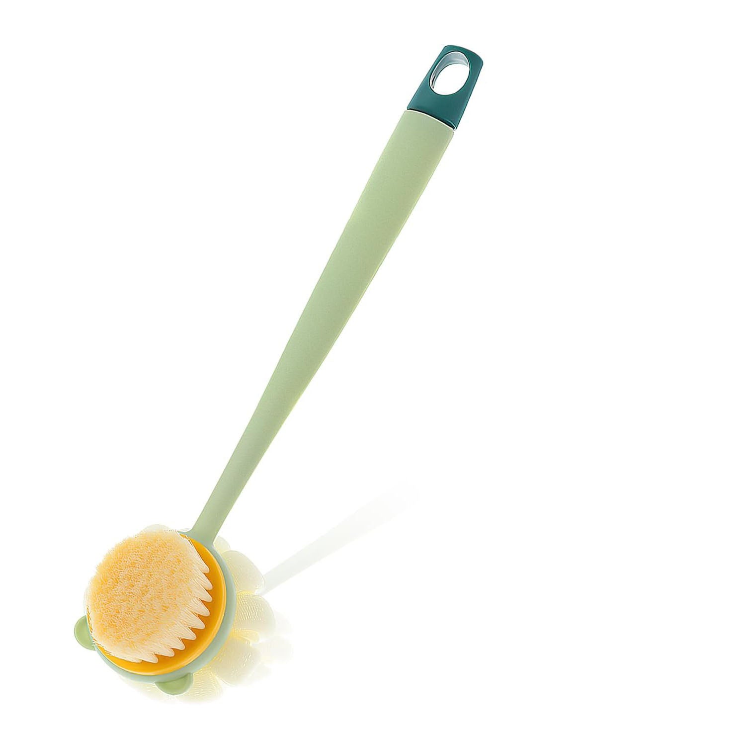Szczotka do kąpieli, długa rączka, szczotka do pleców pod prysznic dla mężczyzn i kobiet, 2 w 1, peelingująca szczotka do pleców z kwiatkiem pod prysz