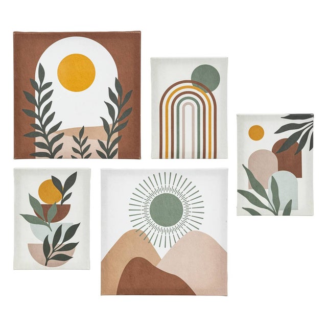 Lot de 5 toiles imprimées Cynthia beige 15x20/25x25cm - Atmosphera créateur d'intérieur