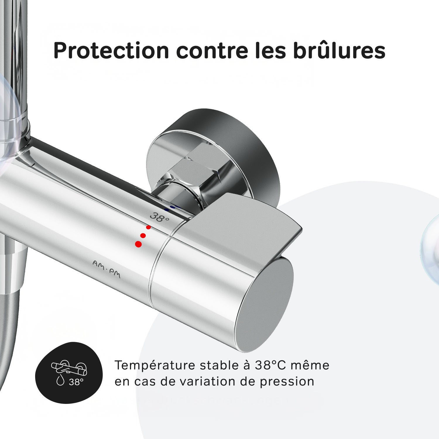 Colonne de douche et bain baignoire thermostatique Système de douche avec mitigeur thermostatique Chrome, F07XA400 X-Joy AM.PM - 4