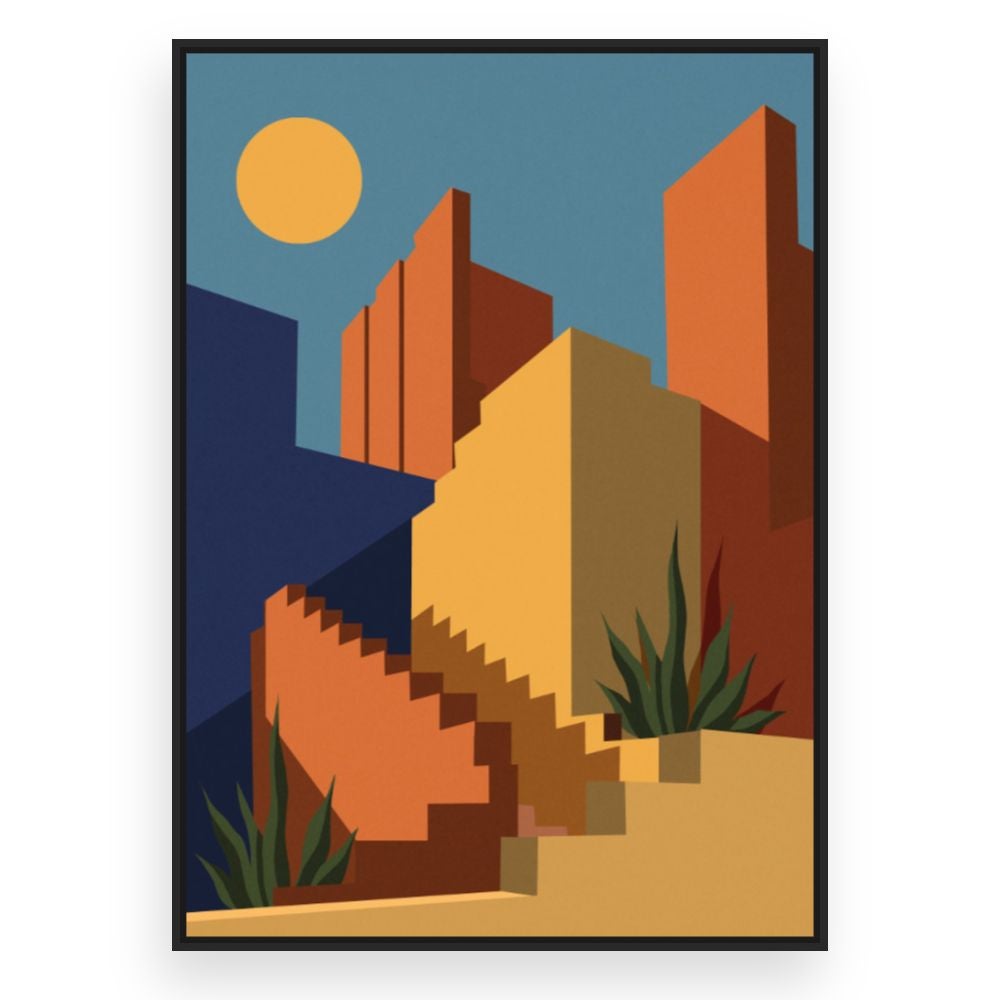 Toile encadrée Architecture ensoleillée / 72x108cm / Cadre Noir / Fabriqué en France / Déco murale / DADA ART - 3