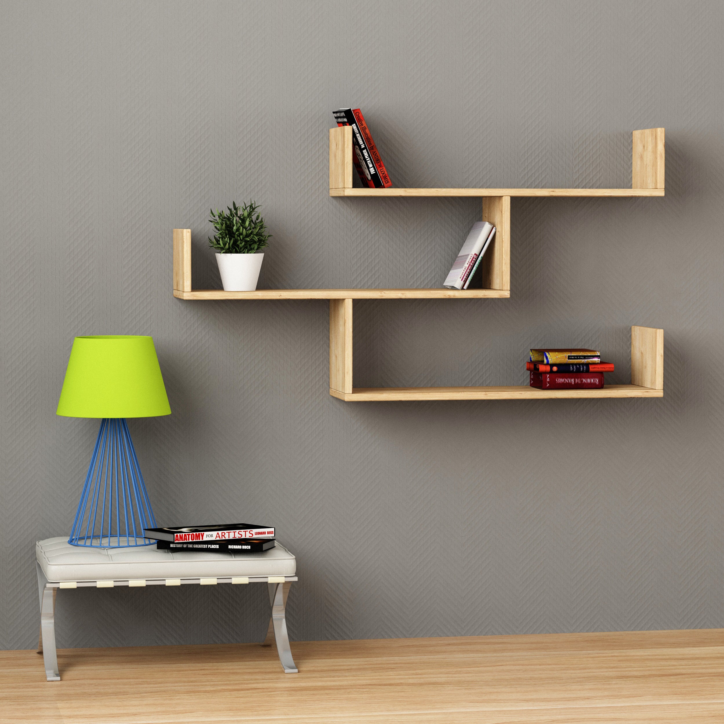 Étagère Murale Flottante Avec Cordes – Style Nordique – Bois Dense Violet – 38x14 Cm – Décoration Intérieure - 9
