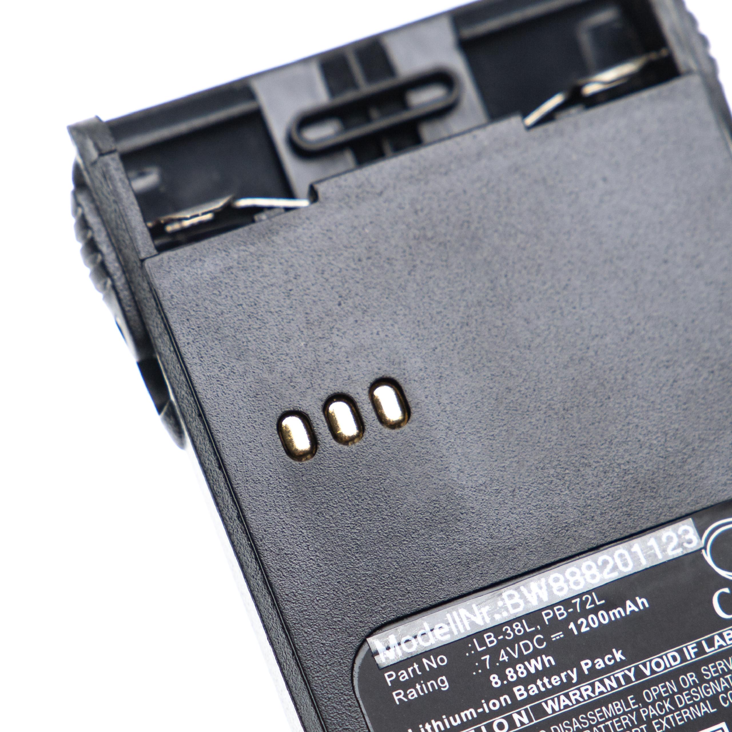 Batterie Replacement Pour Talkie-Walkie Midland CT410, CT400 - 1200mAh Li-ION 7,4V - Avec Clip Ceinture
