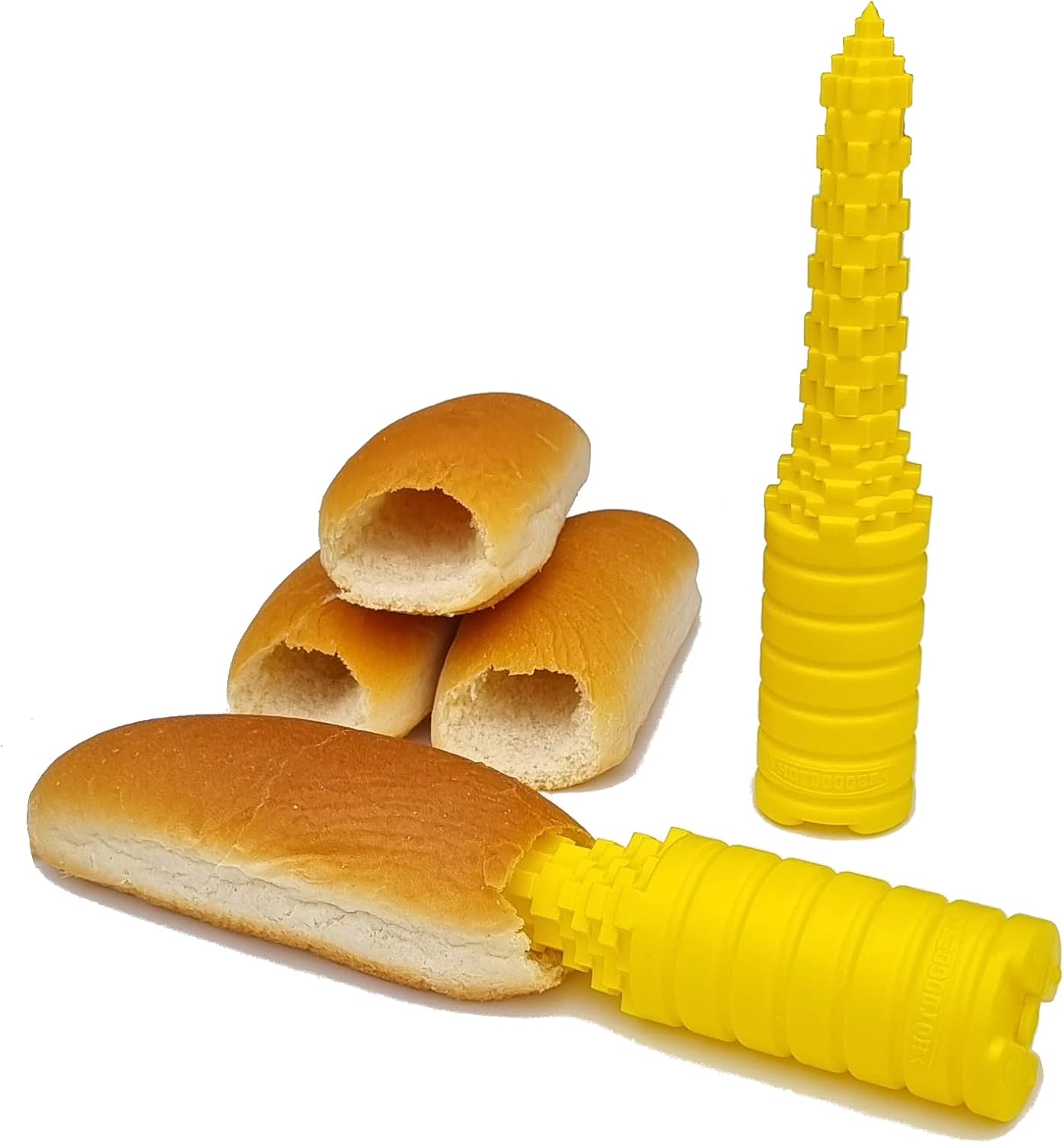 Kreatywne narzędzie do przekłuwania bułek do hot dogów, idealne do pieczenia i grillowania, łatwe w użyciu, żółte