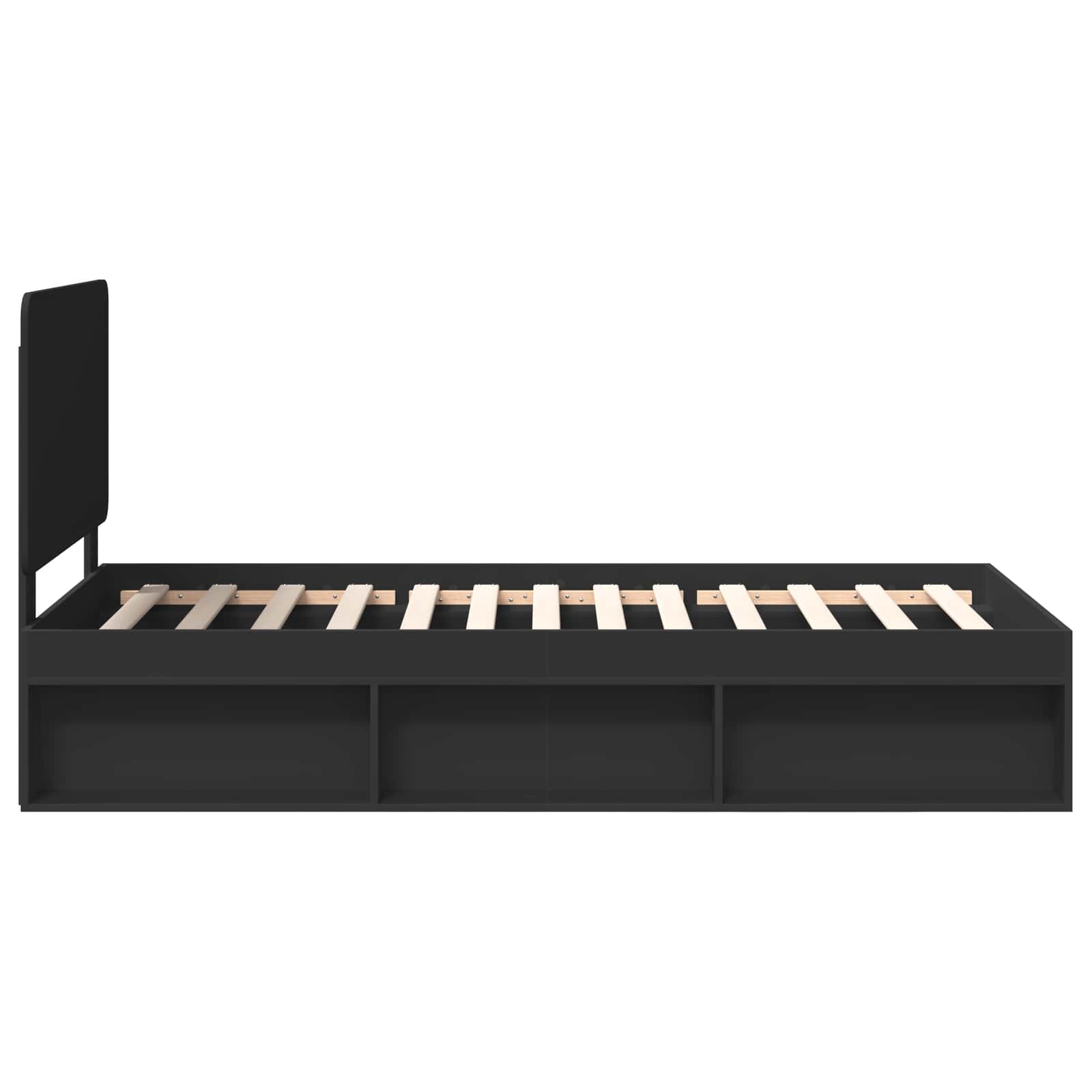 Cadre de lit noir 75 x 190 cm en bois de pin massif - 8