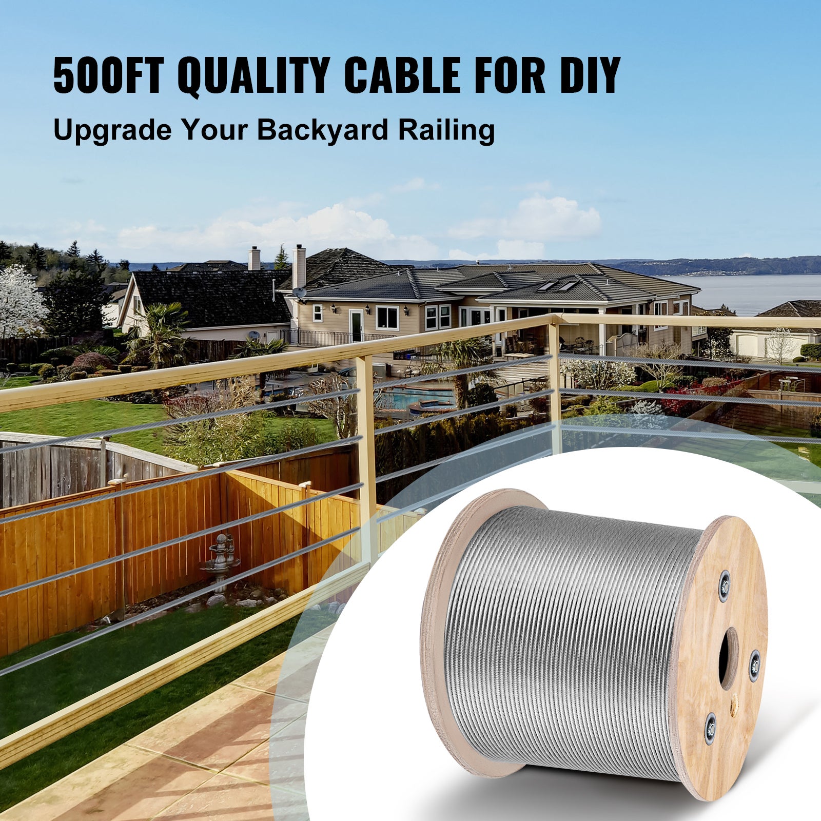 Cavo In Acciaio Inossidabile 3/16" (61 Metri) - 7x19 Trefoli, Resistenza 1678 Kg, Per Zip Line, Ringhiere E Applicazioni Pesanti - 3