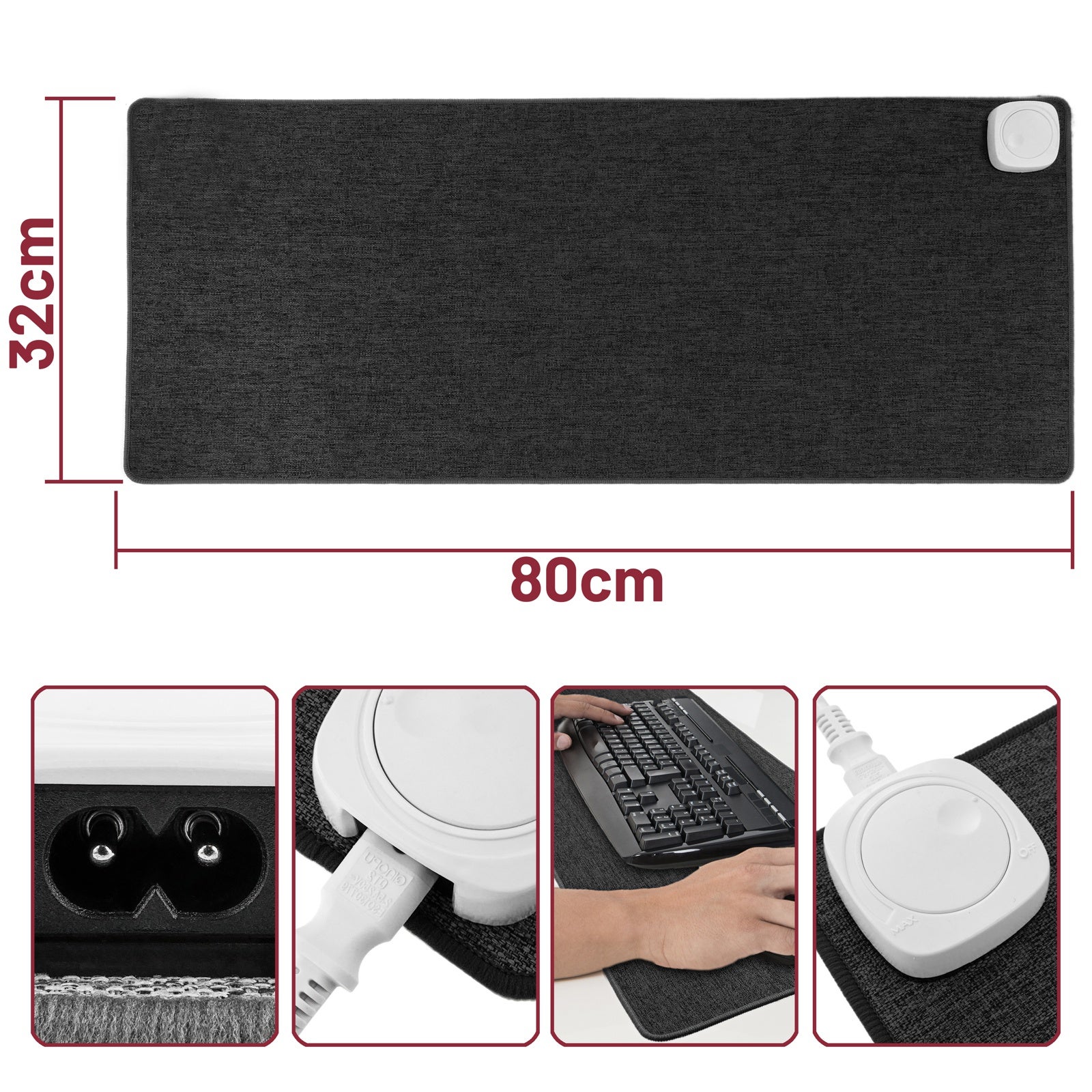 Tappetino termico o materassino con riscaldamento grigio scuro 80x32 cm 77W - 4