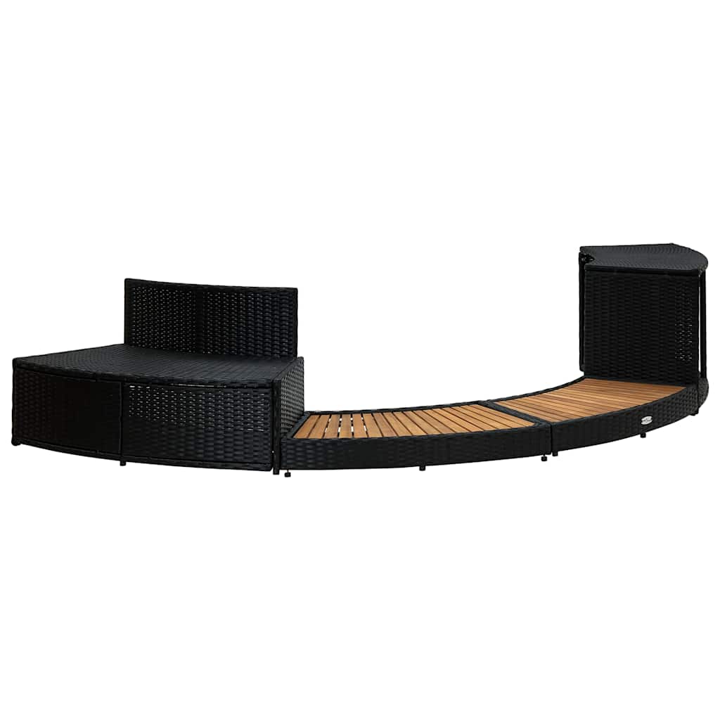 vidaXL Cadre de spa noir résine tressée et bois d'acacia - 7