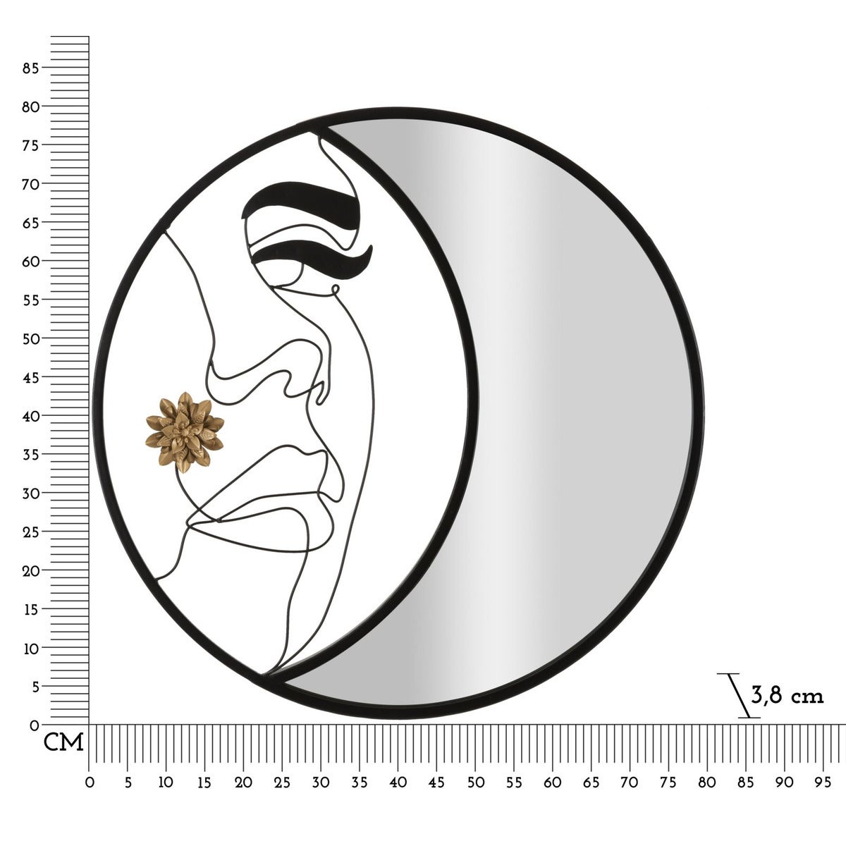 Specchio con Cornice Luna 4, Metallo, Nero, Seven Design - 6