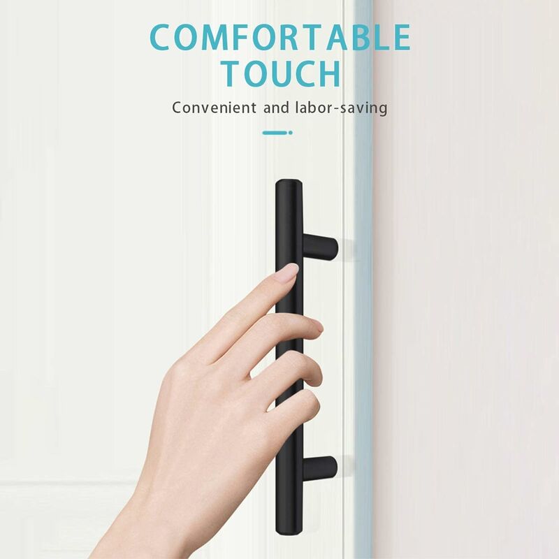 Paquet de 10 Poignées Noir de Porte 160mm Acier Inoxydable Poignees pour Meuble Armoire avec Vis - 4
