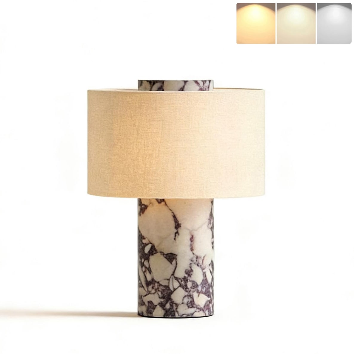 Leroy Merlin Lámpara de mesa inalámbrica regulable, lámpara de mesita de noche de mármol, lámpara de escritorio táctil recargable, 3 temperaturas de color. 