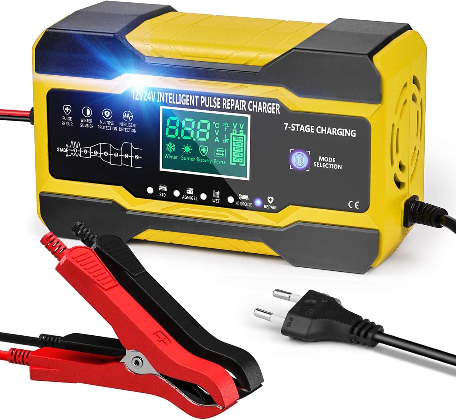 Caricabatteria Intelligente Ulisem 6A 12V Con Funzione Di Riparazione Automatica Portatile Con Display Lcd Per Auto Moto Camion Agm Gel Bagnato Sla 88472933