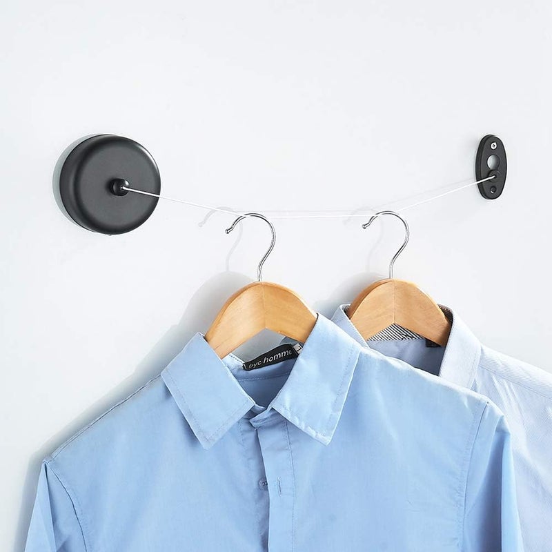 3-metrowy, czarny, rozsuwany wieszak na ubrania - Zdejmowany, ścienny wieszak na ubrania do łazienek hotelowych.