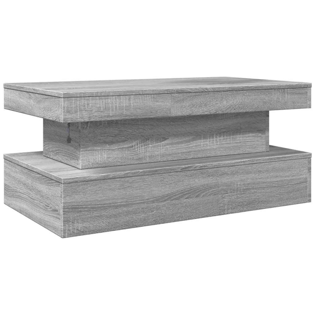 Maison Exclusive - Table basse avec lumières LED gris sonoma 90x50x40 cm - 9