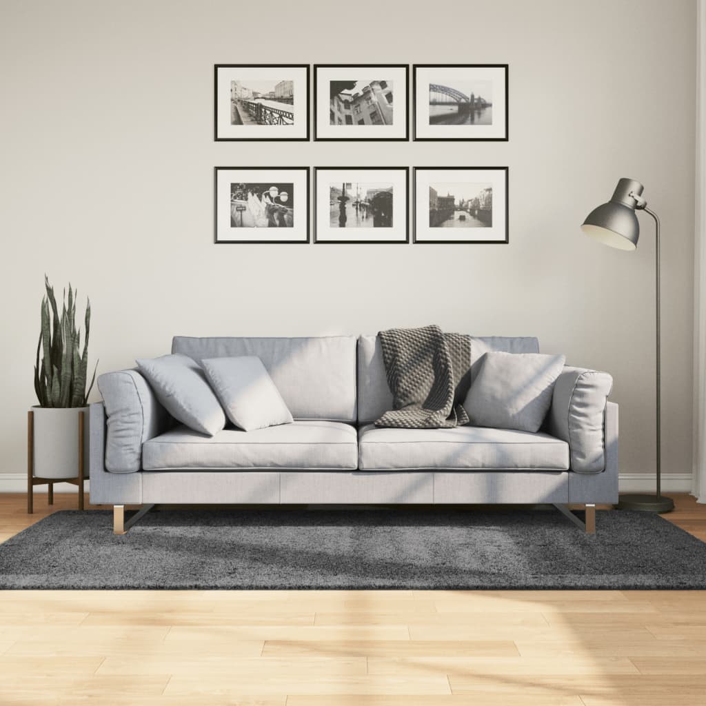 Vidaxl alfombra de pelo corto oviedo gris antracita 100x200 cm