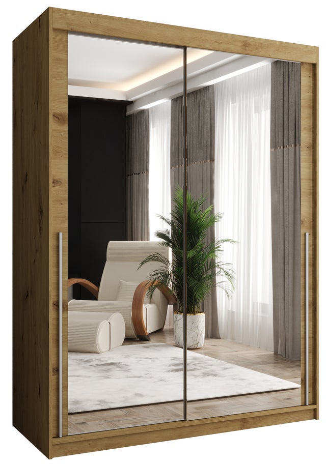 Szafa przesuwna z lustrem SIMA T3 150 x 62 x 200 artisan + u. srebrny