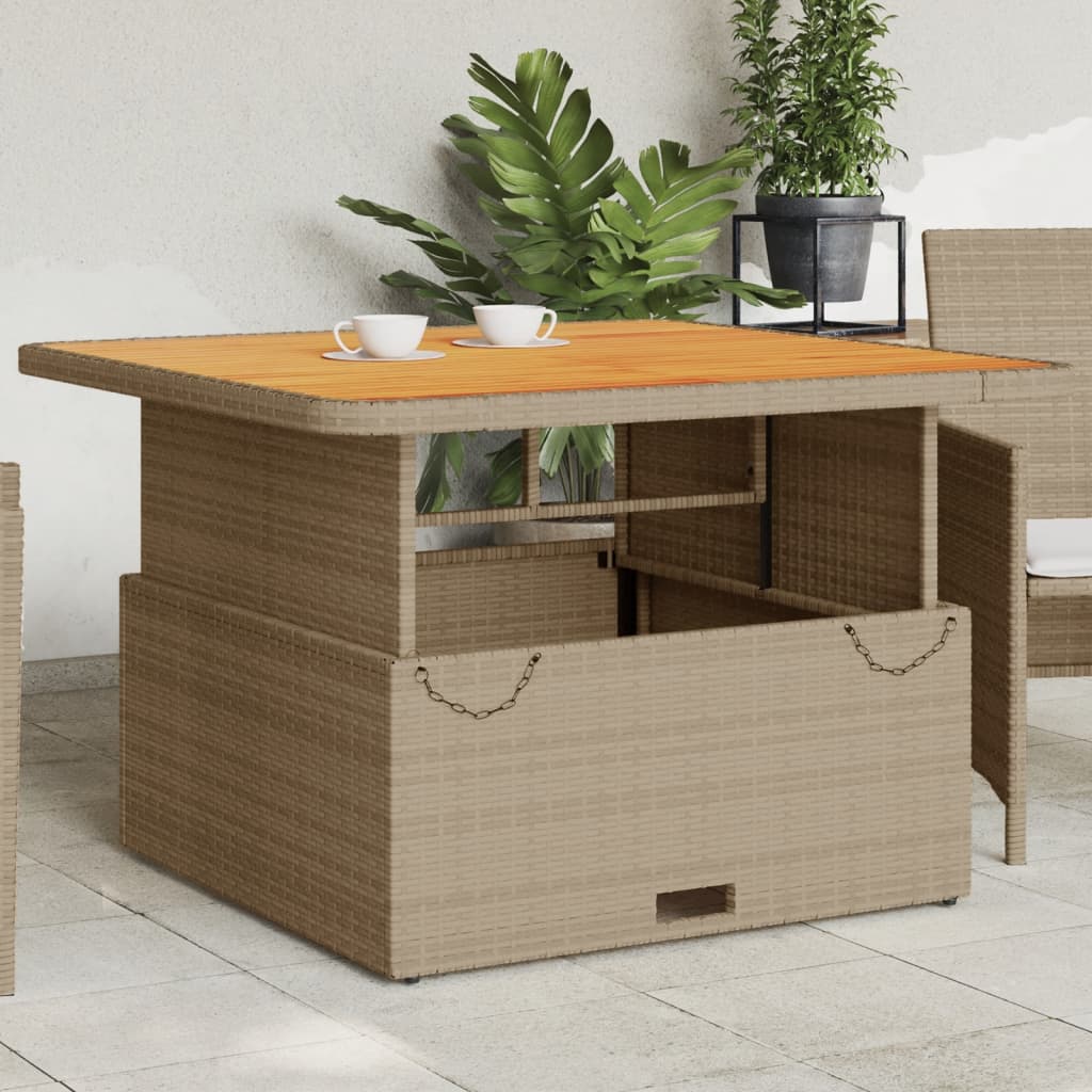 Table de jardin - Table De Patio beige 110x110x71 cm résine tressée bois acacia D234T171 - 2