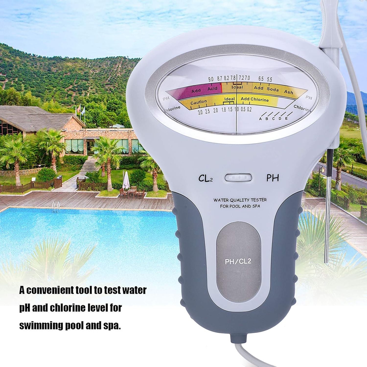 Testeur de qualité de l'eau, portable 2 en 1 testeur de chlore et de PH avec sonde, mesure précise et rapide, adapté à la piscine ou au spa - 5
