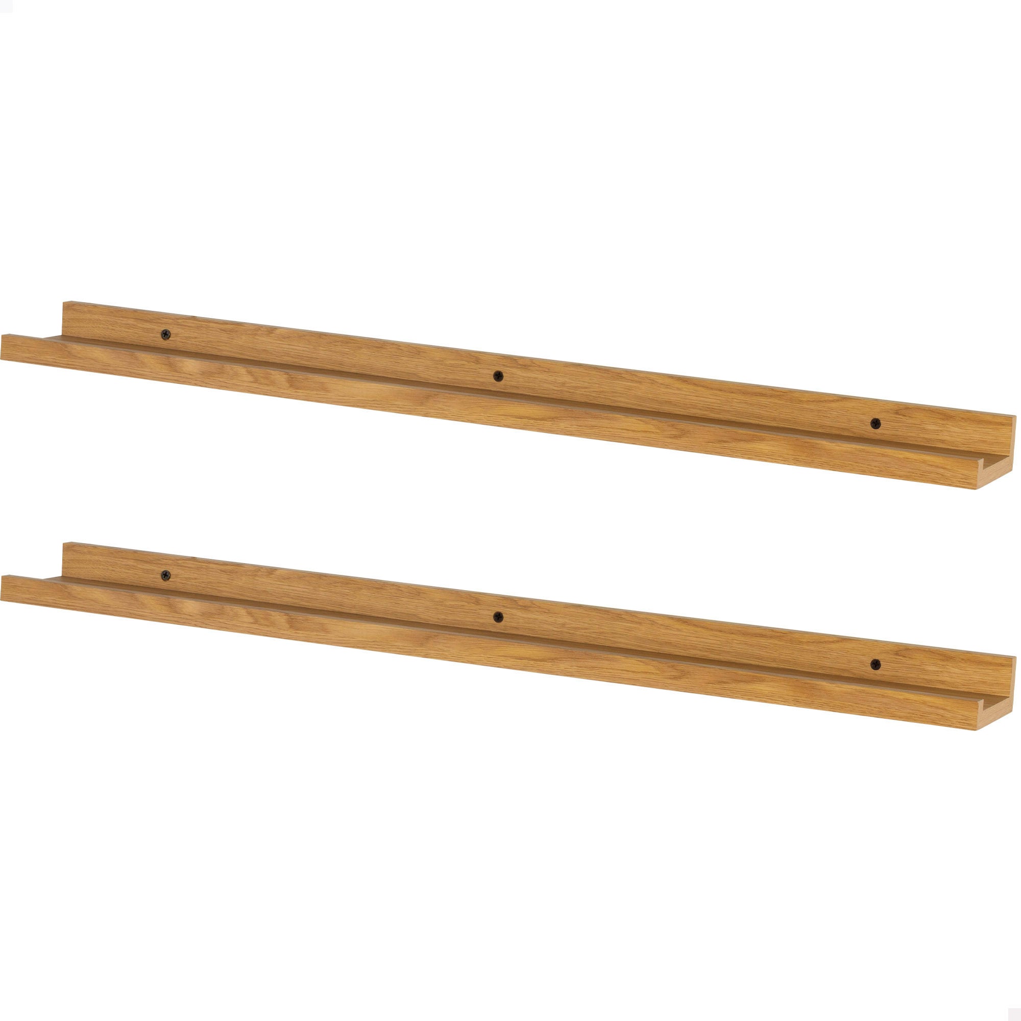Max home set 2 estantes pared madera con borde 120x10x4 cm