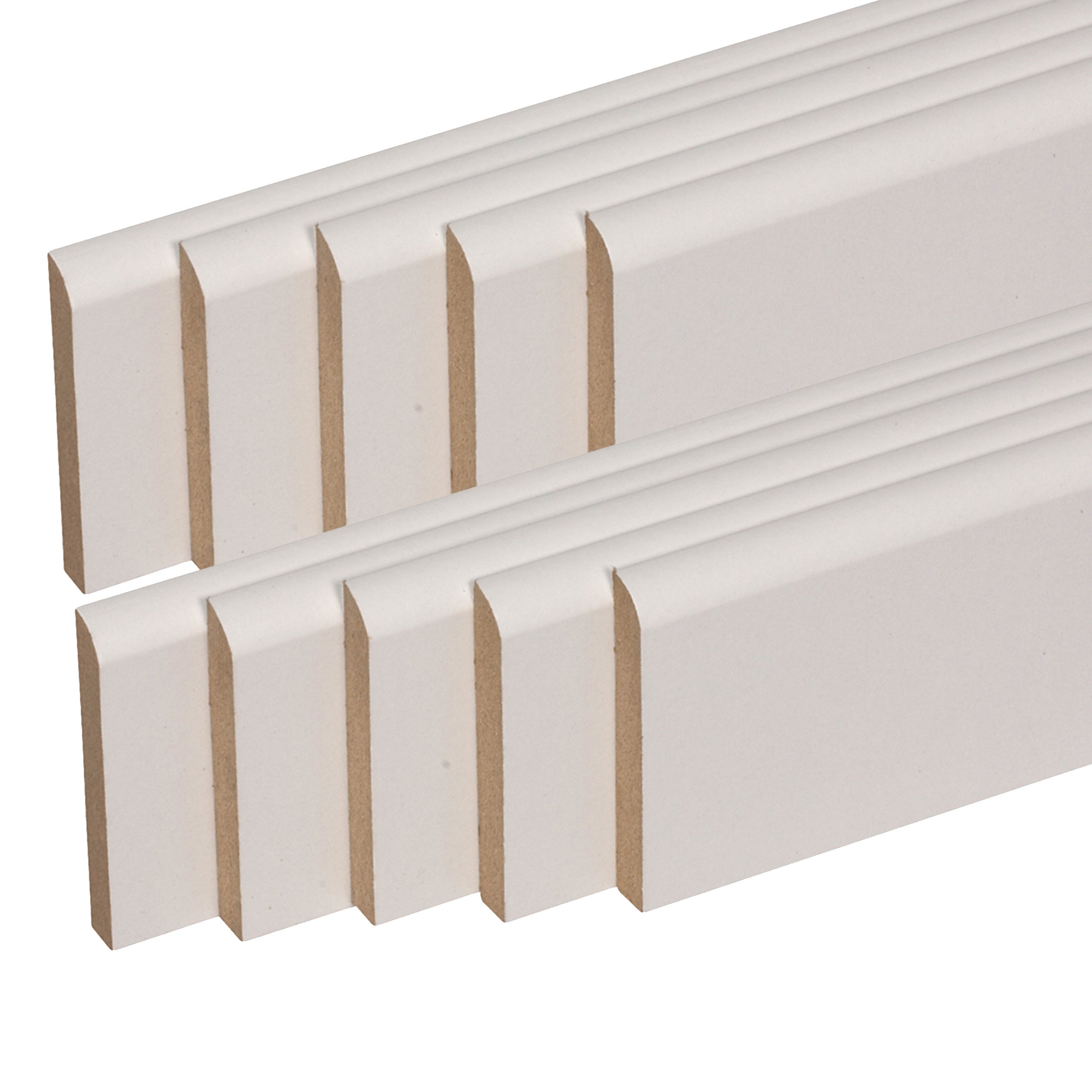 lot de 10 plinthes bord arrondi médium (mdf) revêtues blanc 2200 x 35 x 10 mm PEFC 70% - 2