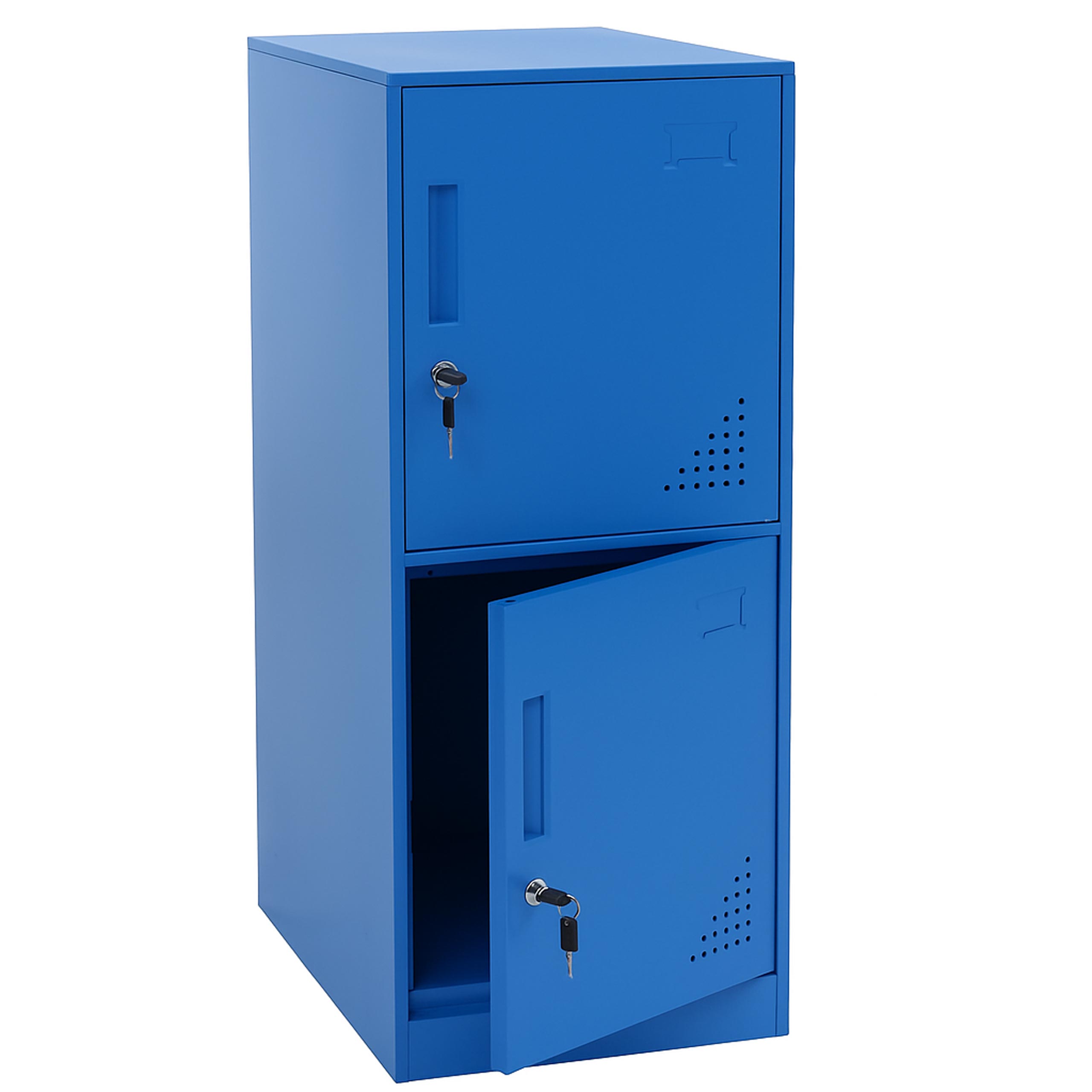 Szafka HWC-P63, szafka na przedmioty wartościowe, szafka z 2 drzwiami, 90 x 38 x 45 cm, stal ~ niebieska