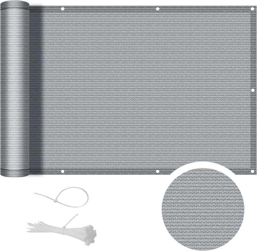 Siatka chroniąca prywatność na balkonie, wiatroszczelna i odporna na promieniowanie UV, 90x500 cm, szara
