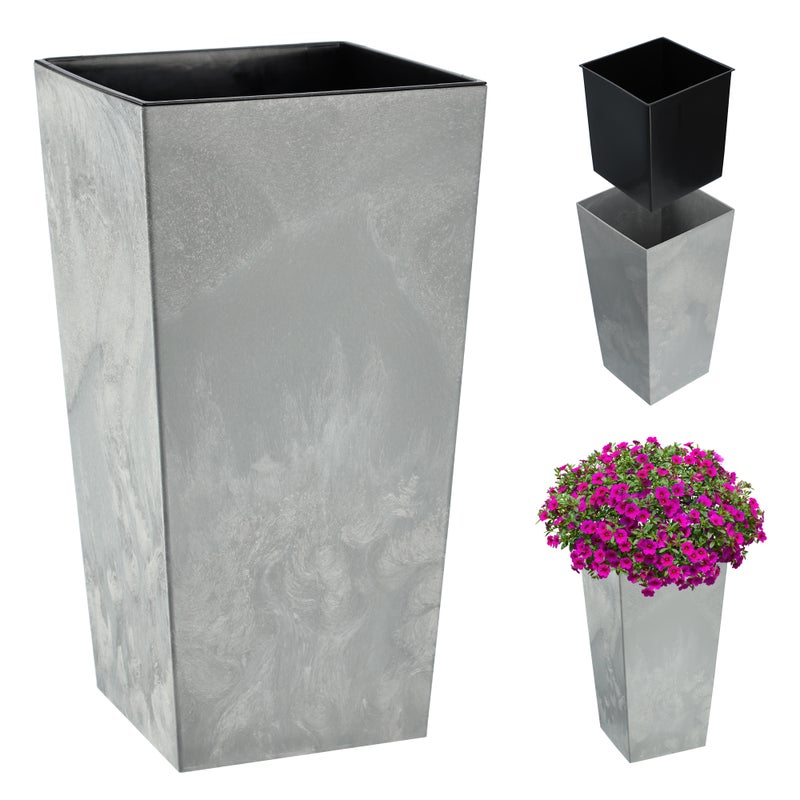 DONICZKA DONICA OGRODOWA 68cm Z WKŁADEM WYSOKA KWIETNIK SZARA TARAS BALKON