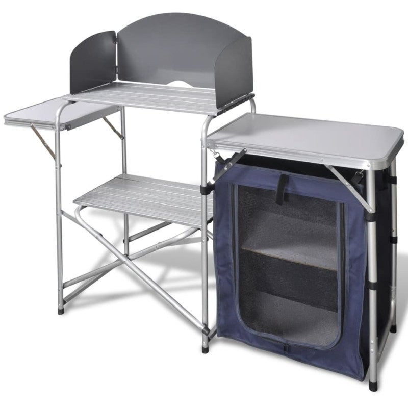 tectake Cuisine de camping luxe avec 4 compartiments pliable gris pas
