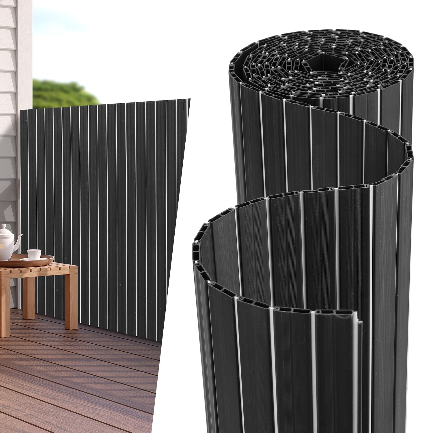 Ekran z ultra wzmocnionego PVC z klipsami mocującymi 80x800cm Antracyt