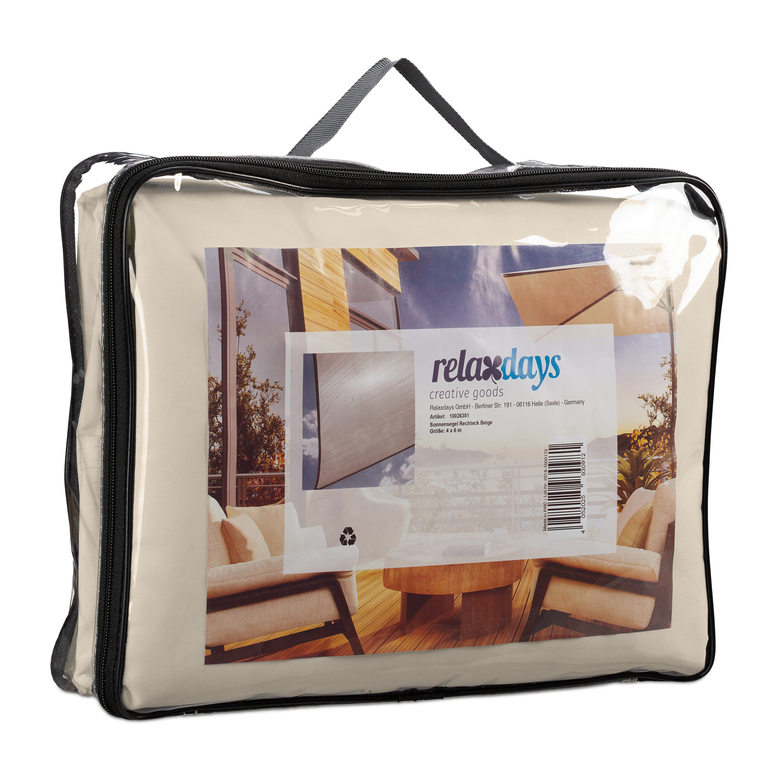 Voile d’ombrage rectangle diffuseur d’ombre protection UV terrasse toile, résistant à l'eau, beige, 4 x 6 cm, Relaxdays - 9