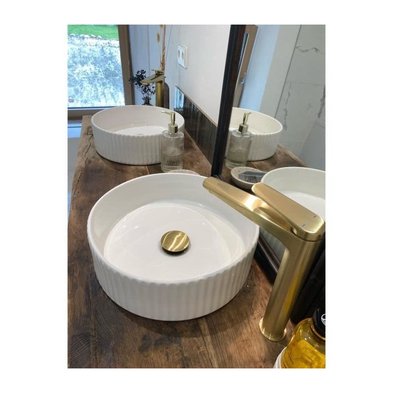 Edouard Rousseau - Grifo de lavabo alto GLOSS Oro cepillado - 3