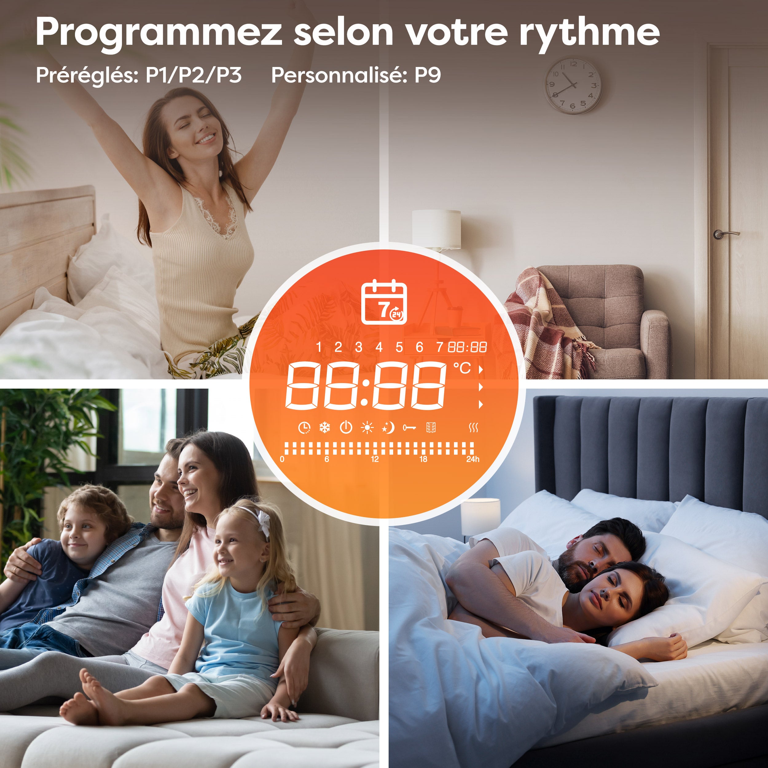 CIARRA Radiateur connecté à inertie sèche céramique 2000W Double coeur de chauffe Programmable 5 Modes Silencieux Blanc mat CDHTD20A-W - 6